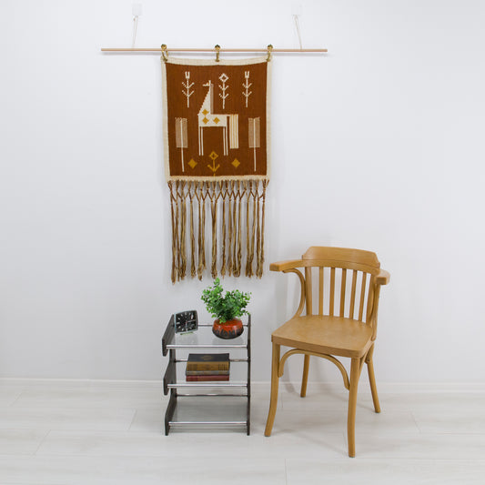 Small vintage tapestry, Handwoven of wool, by Eva Nemeth, ca. 1970s