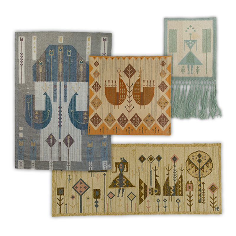collection of vintage handwoven tapestries by Eva Nemeth