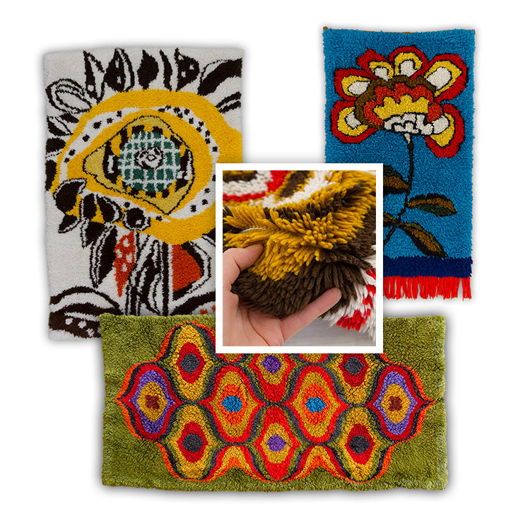 Vintage rya rug tapestries for wall decoration