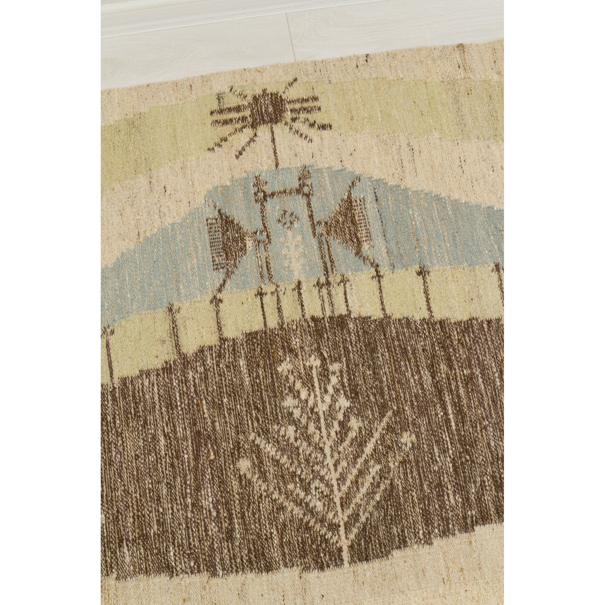 A collector's dream piece. An unparalleled 80-inch Eva Nemeth scandinavian rug, transforming cold interior spaces into a soft, calming vintage haven.